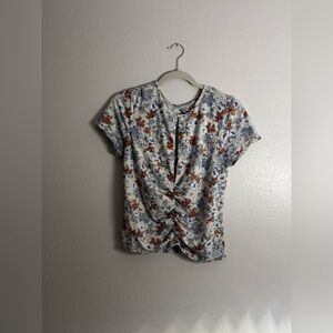 Floral Rutched Front Top